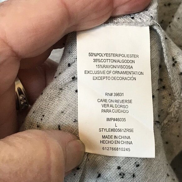 Democracy Womens‎ Pullover Tunic Top Size L Jewel Embellished Hi Lo Drop Sleeve - Picture 8 of 9